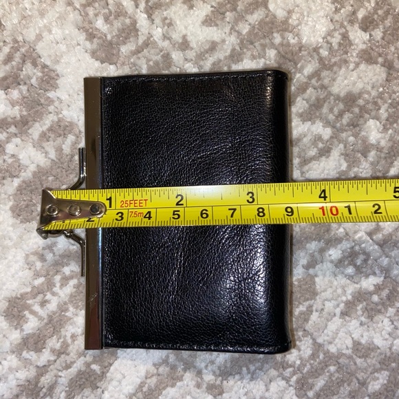 Abas Coin Purse Womens Small Black Leather Kiss Lock Accordion Card Wallet - Picture 11 of 11